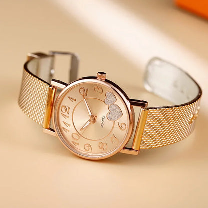 DANA Elegant Rose Gold Heart Dial Watch