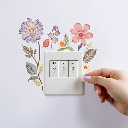 Beautiful flowers Switch Wall Sticker PVC Removable Waterproof sticker