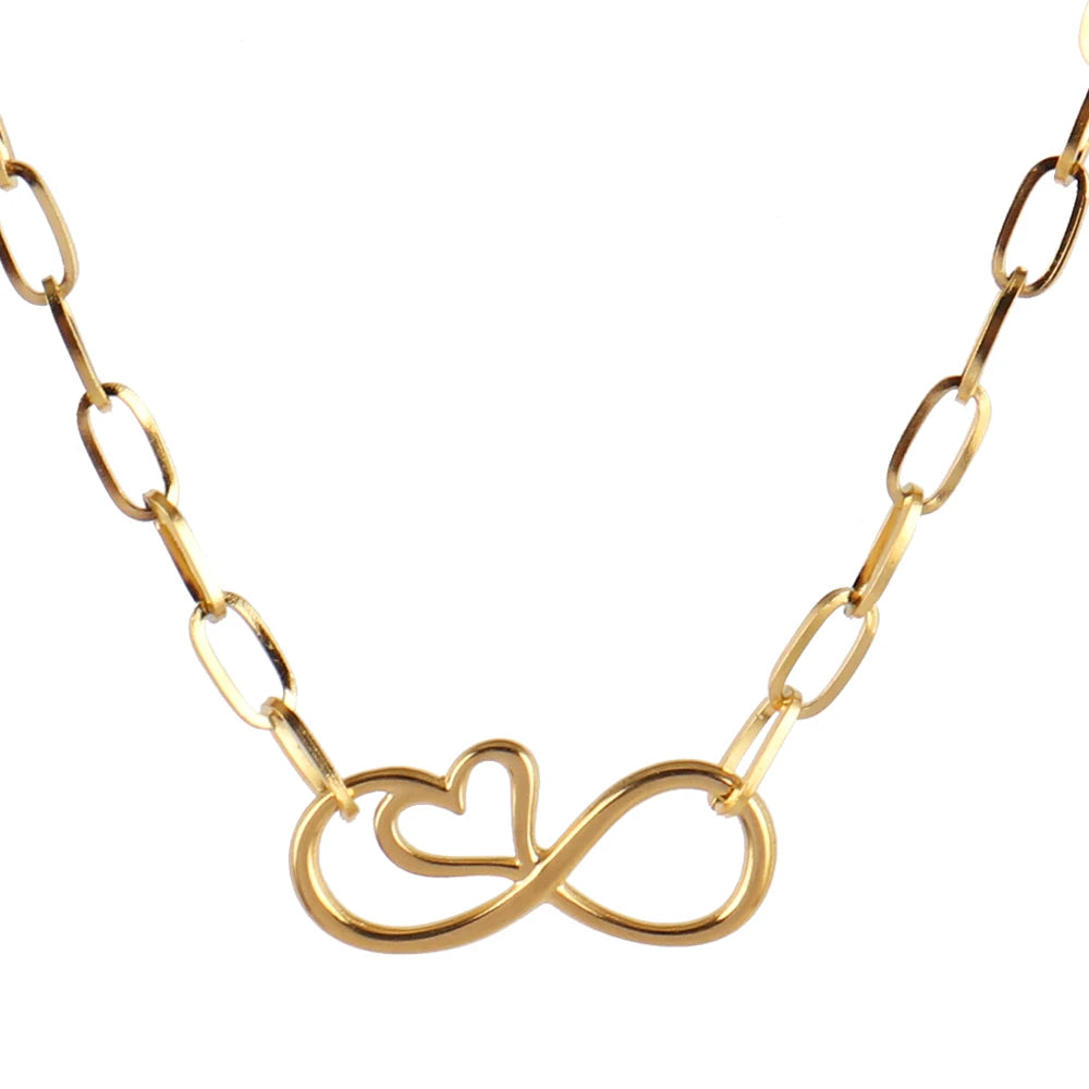 316L Stainless Steel Choker Heart Clavicle Chain Necklaces