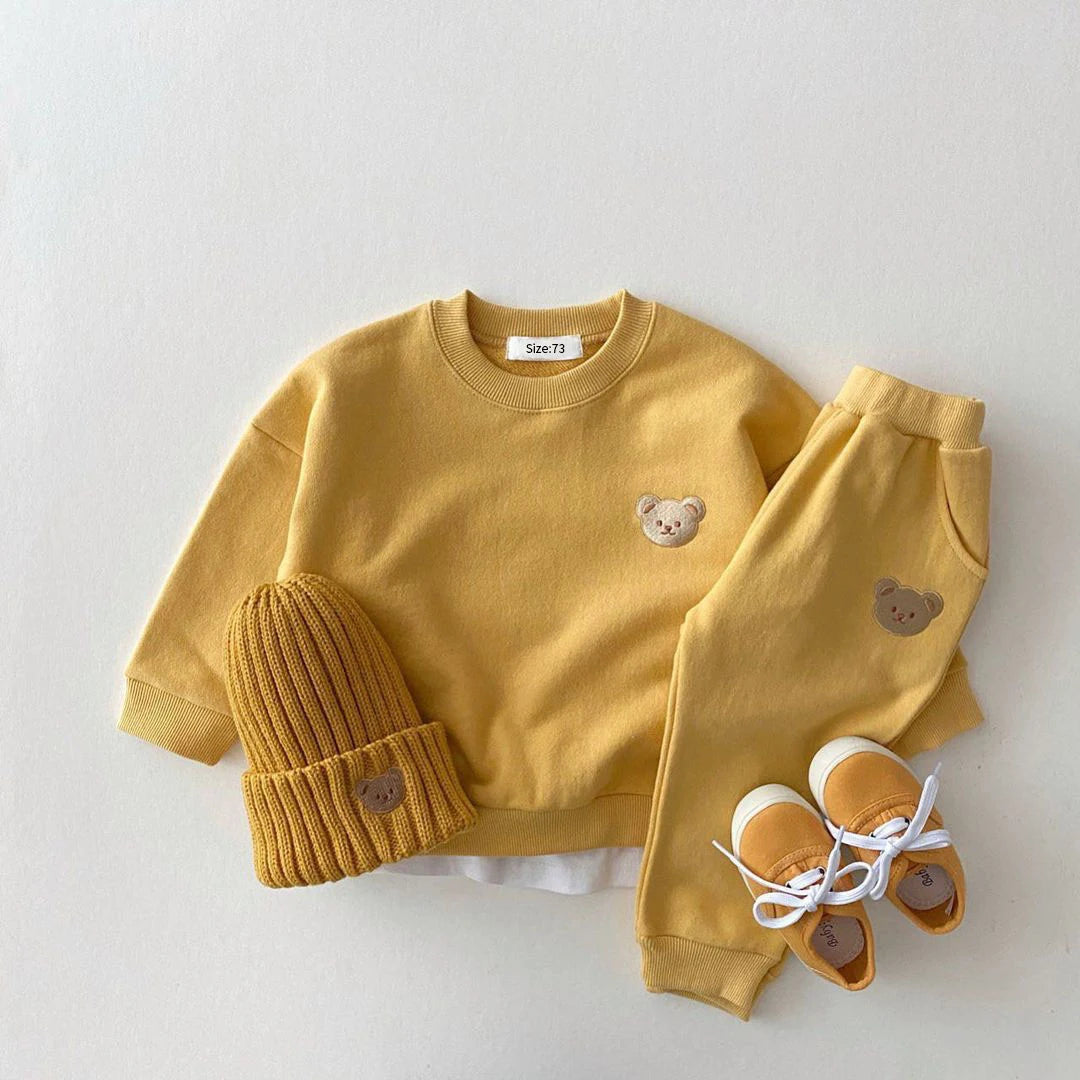 Toddler Baby Fall Girl Sports Bear Sweatshirt Pants Sets