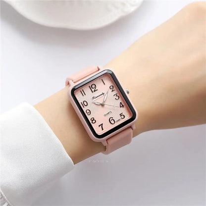 Rectangle Digital Quartz Silicone Strap Watch
