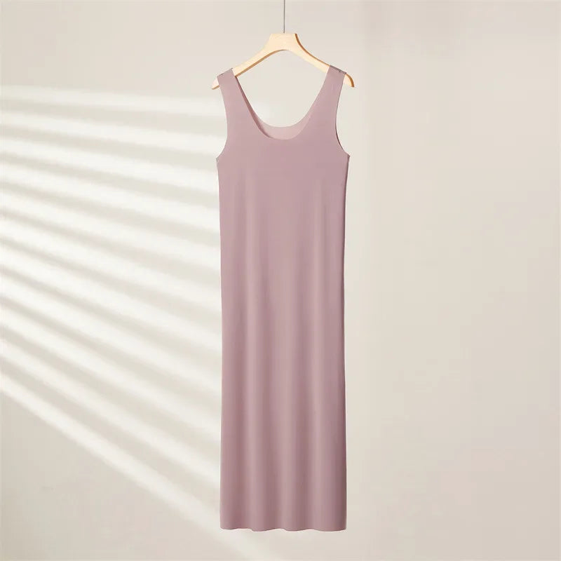 Ice Silk Slips Long Midi Dress