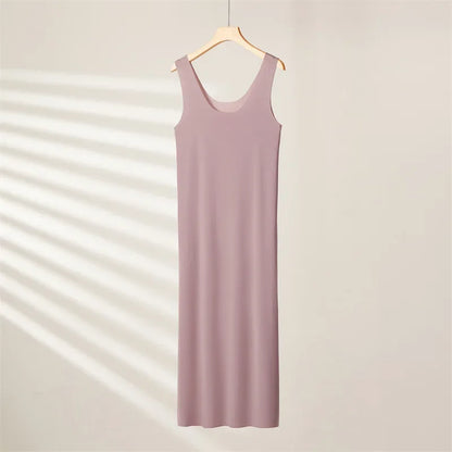 Ice Silk Slips Long Midi Dress