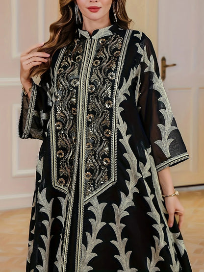 Middle East Beaded Long Robe Long Sleeve Dress