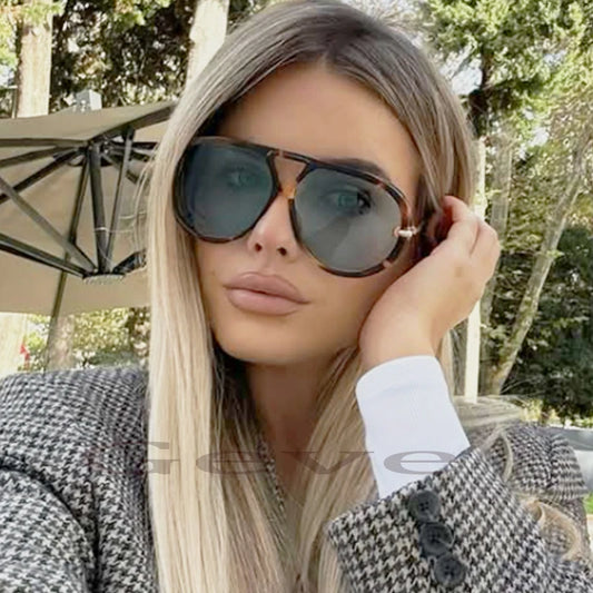 Oversized Punk Metal Double Bridge Sunglasses