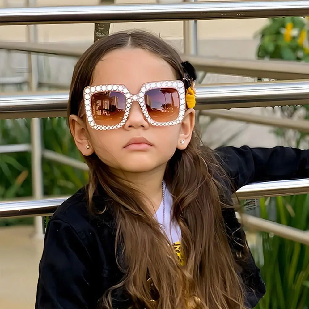 Square Glitter Children Diamond Sunglasses