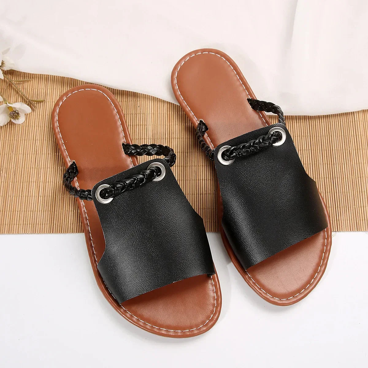 Square Head Cross Flat Flip-flops Slippers