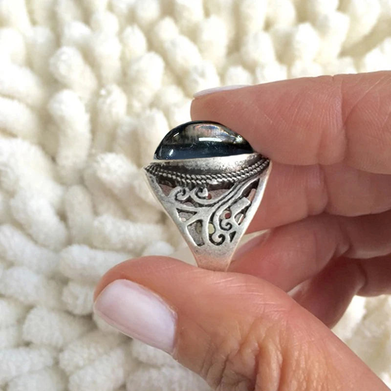 Vintage Big Oval Plastic Stone Ring