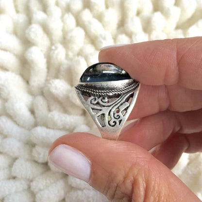 Vintage Big Oval Plastic Stone Ring