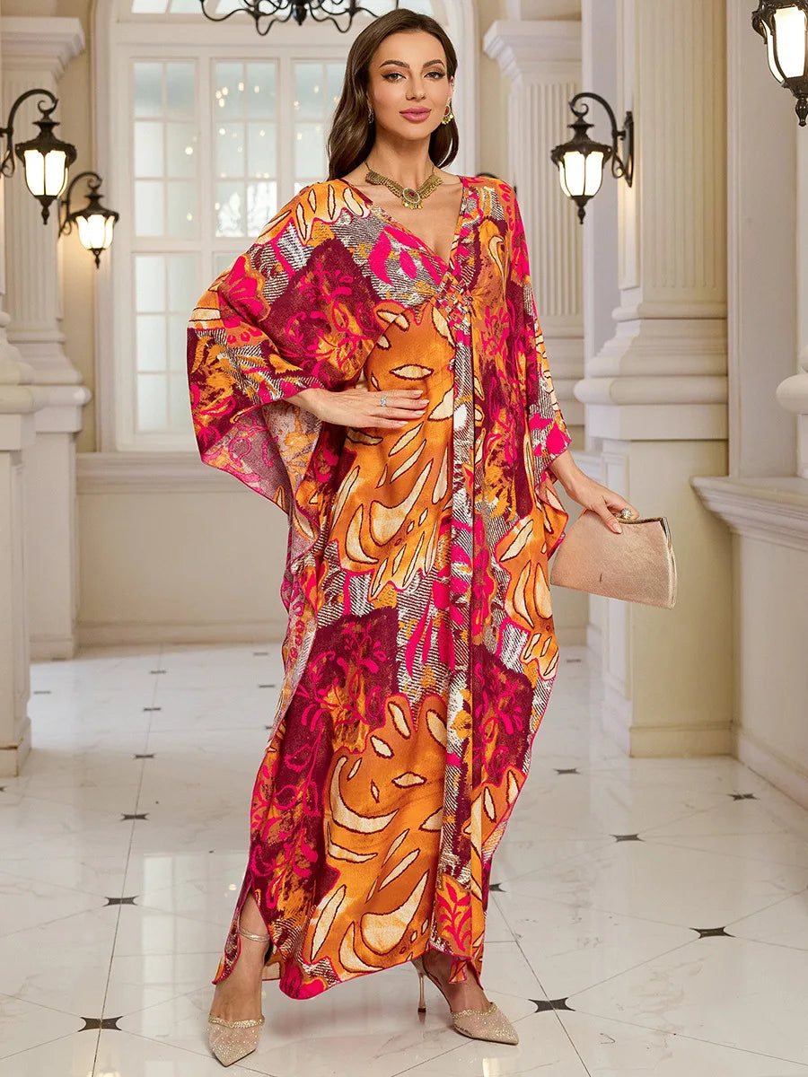Kaftan Wave Neck Swimsuit Cover Up Caftan Dress