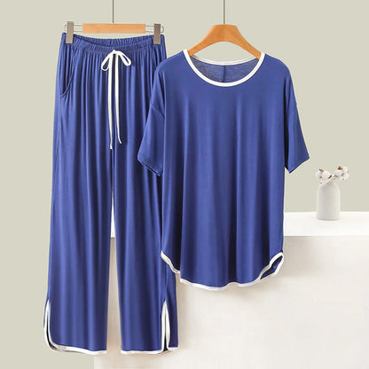 Sleep Lounge Short-Sleeve Cartoon Polyester Sleepwear Pajama Sets