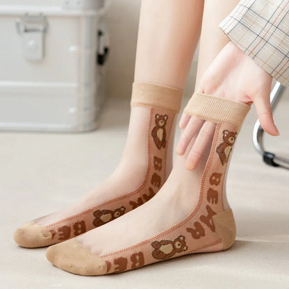 5 Pairs Lace Sexy Transparent Thin Socks