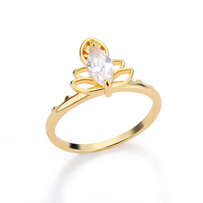 Gold Color Stainless Steel Delicate Flower Rings