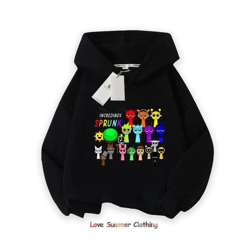 Sprunki Thick Anime Cartoon Sweatshirt Autumn Winter Hip Hop Hooded