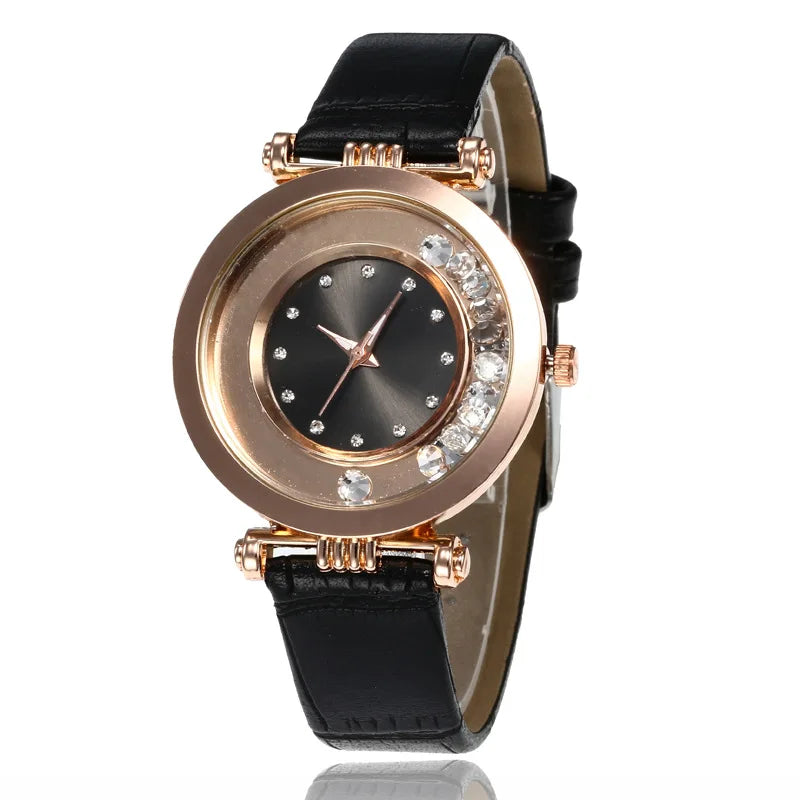 Ultra-thin rhinestone quartz watch