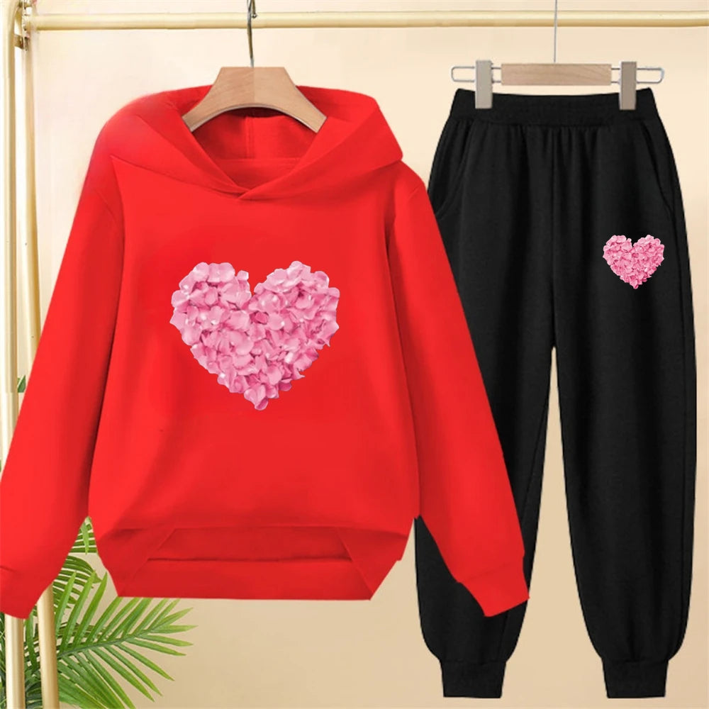 Petals Heart-Shaped Bottom Hoodies  Age 3-12 Coat Casual Toddle Sweatshirt