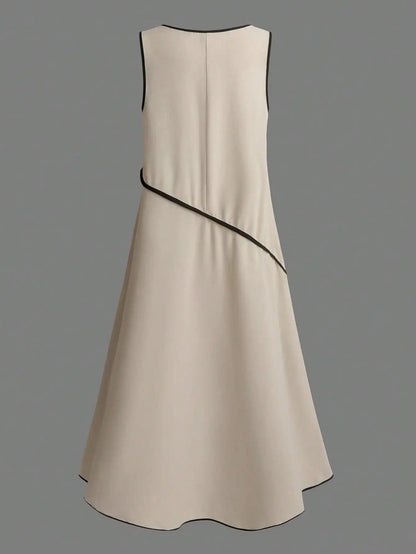 Elegant Casual Color Block Stripe Pocket A-Line Skirt Dress