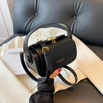 Black Shoulder Versatile Retro Crossbody Square Leather Flap Handbags