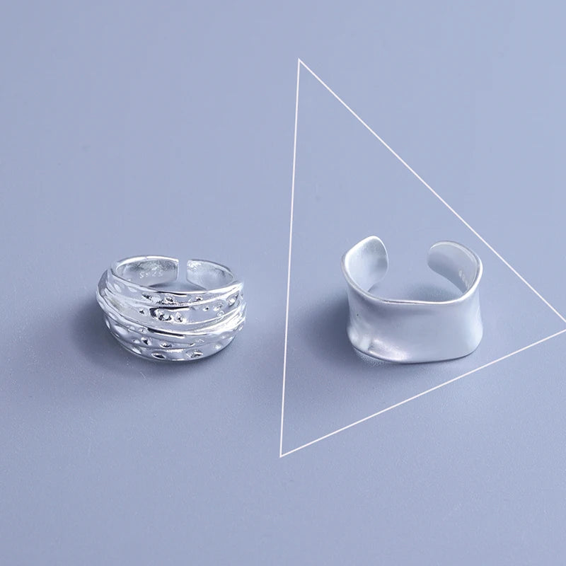 خاتم هندسي غير منتظم من الفضة الإسترلينية عيار 925