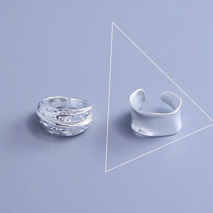 خاتم هندسي غير منتظم من الفضة الإسترلينية عيار 925