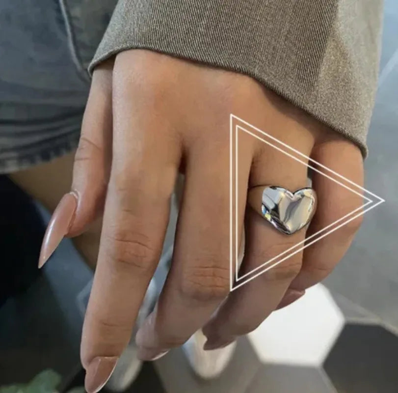 خواتم فضية بسيطة مجوفة هندسية