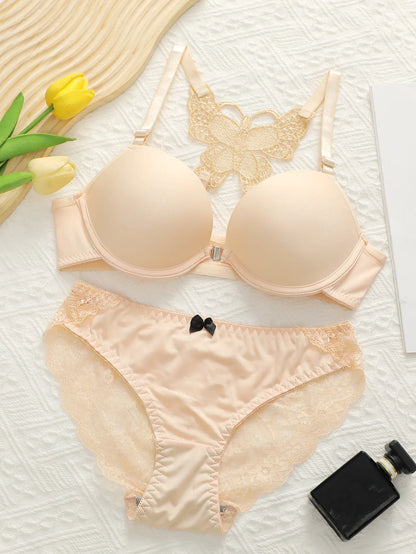 beautiful back butterfly bra push up set