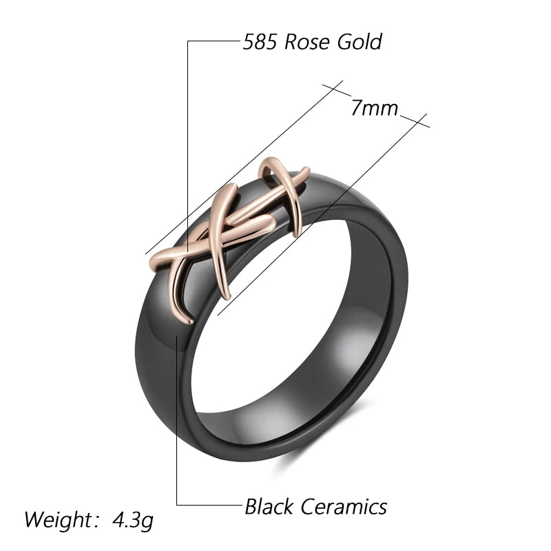 DANA Rose Gold Black Ceramics Ring