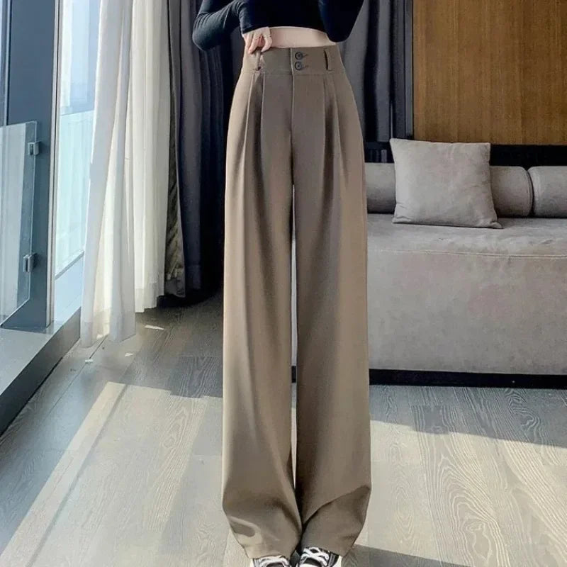 Wide Leg Korean Style High Waist Black Baggy Pants