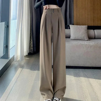 Wide Leg Korean Style High Waist Black Baggy Pants