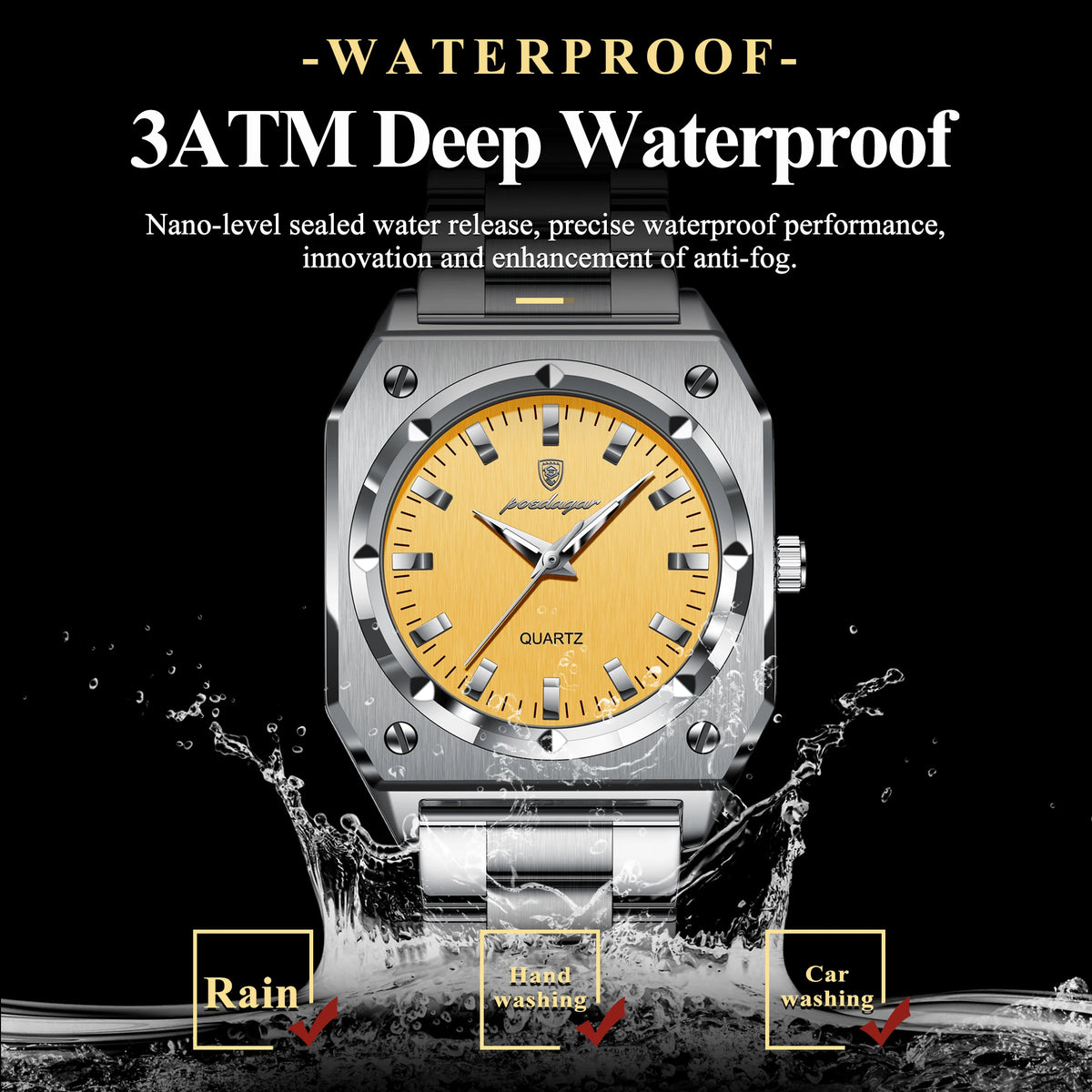 Elegant  Waterproof Stainless Steel Luminous Quartz Watches