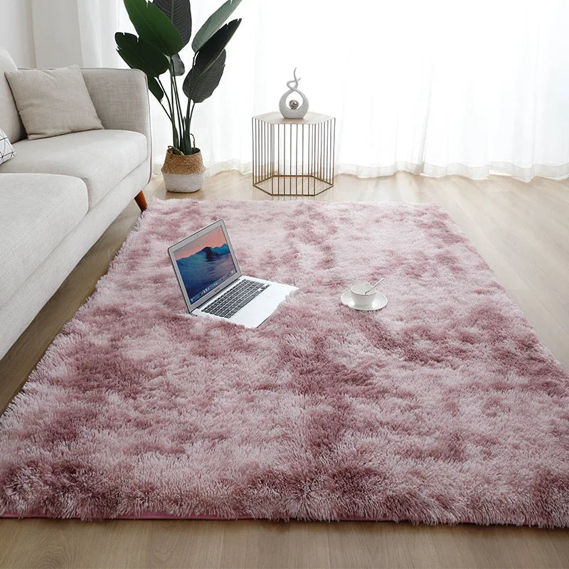 Silk Hair Tie-Dye Carpet Plush Soft Floor Mat Decoration