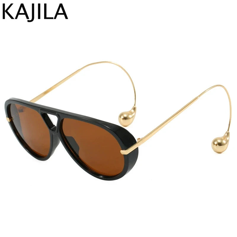 Oversized Pilot Oval Punk Sunglasses
