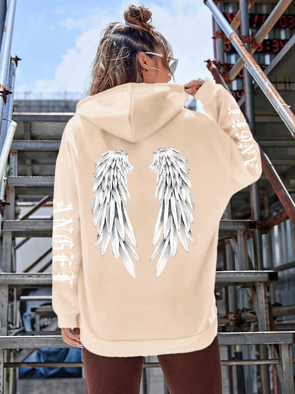 Angel Wings Printed Hoodies Loose Pullover