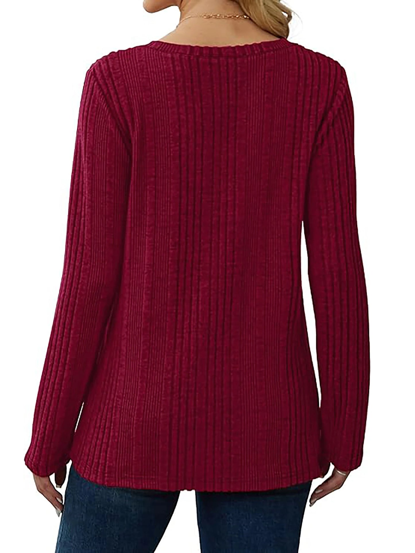 V-neck versatile top long sleeve Sweater