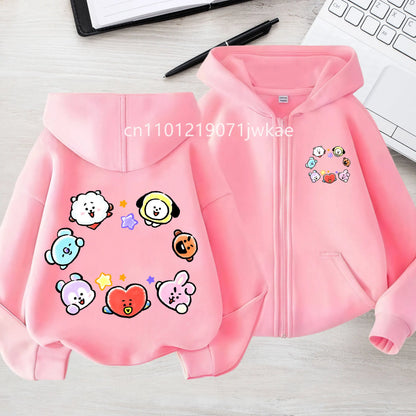 Tee Cute BT21 Mang Inspired Zipper Hoodie 3-12 Year Hoody Coat