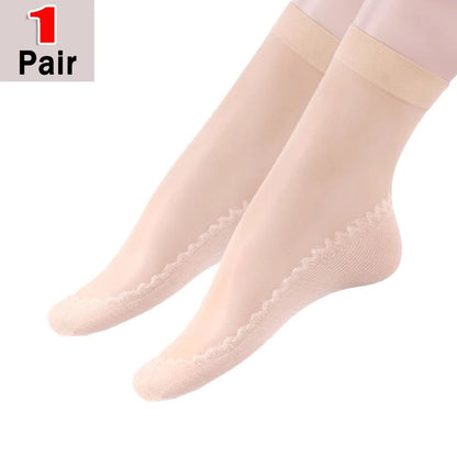 1/5/10pairs Lace Ultrathin Silk Socks