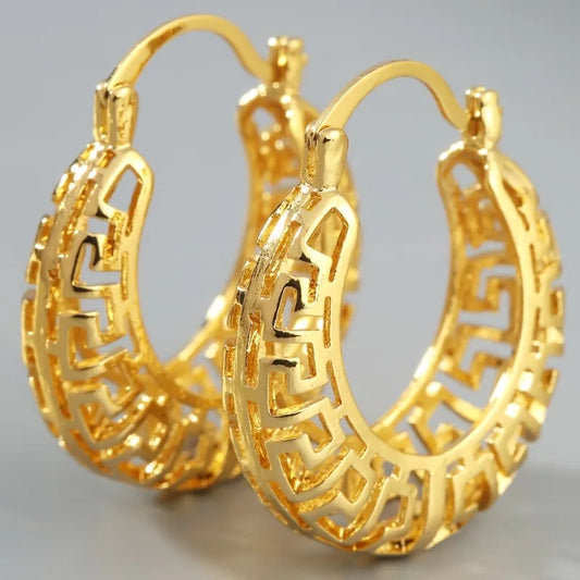 Oval Hollow Out Metal Hoop Earrings