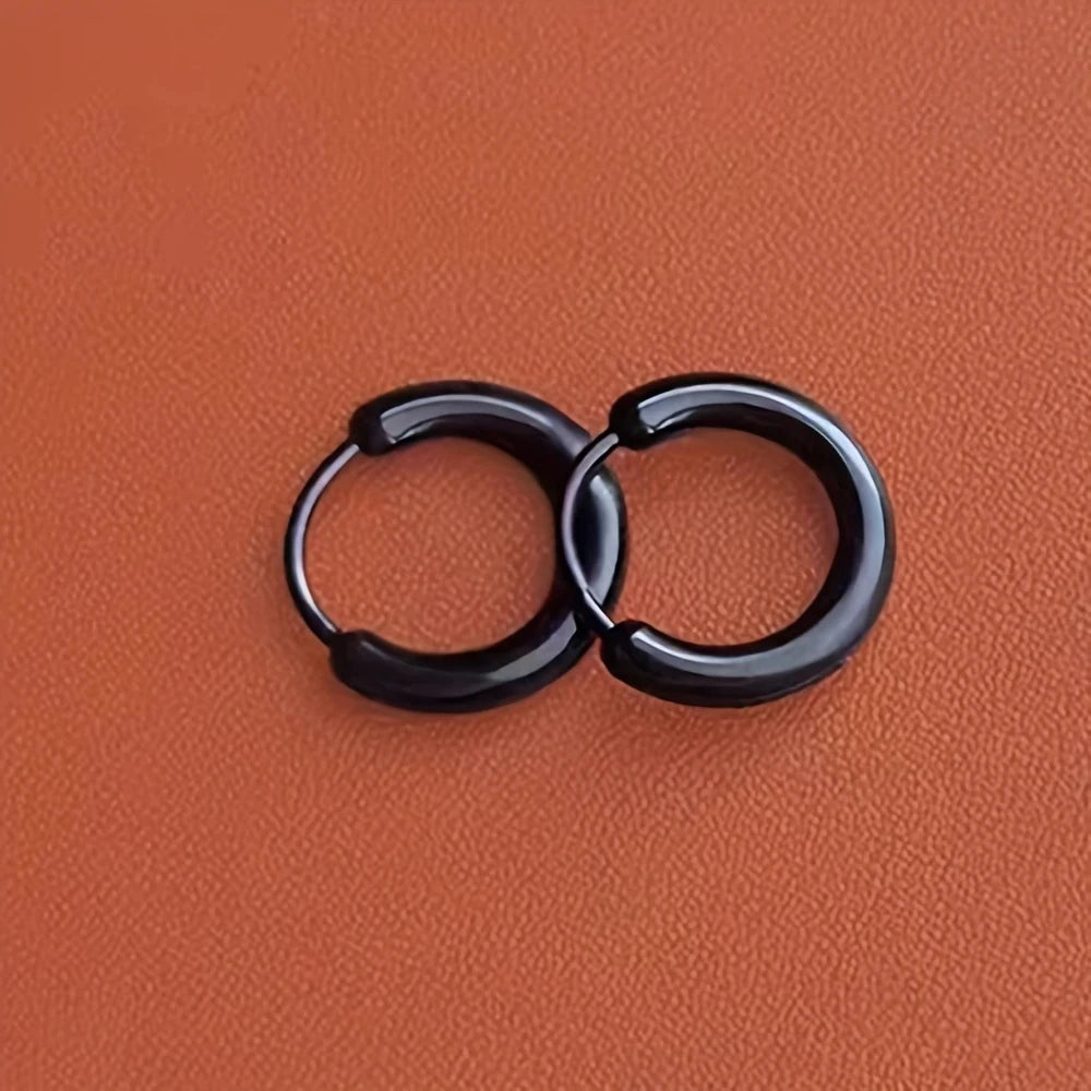 2pcs Black & Clear Resin Hoop Earrings