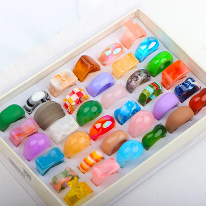 10/20Pcs/Lot Romantic Cute Multicolor Animal Stripes Resin Rings