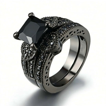 Gorgeous Black Full Zircon Couple Ring