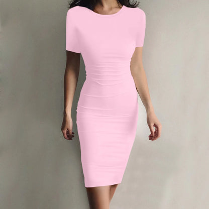 High Stretch Tank Short Sleeve Casual Slim Long Dress