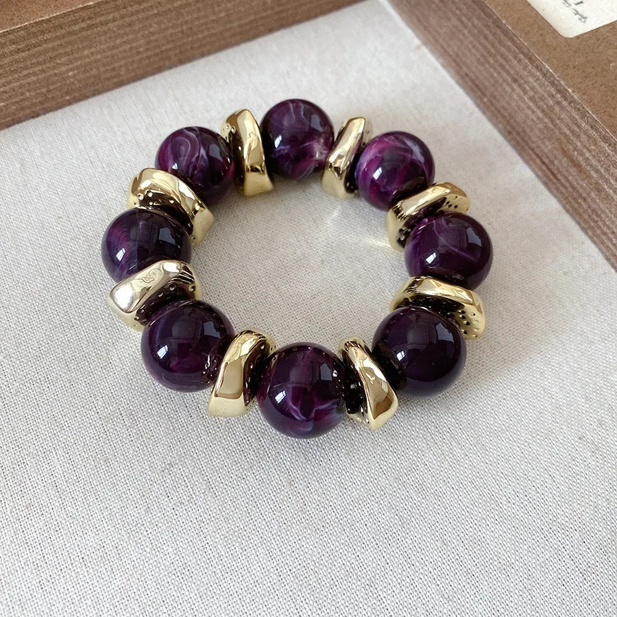 Acrylic Irregular Square Round Beaded Bracelet