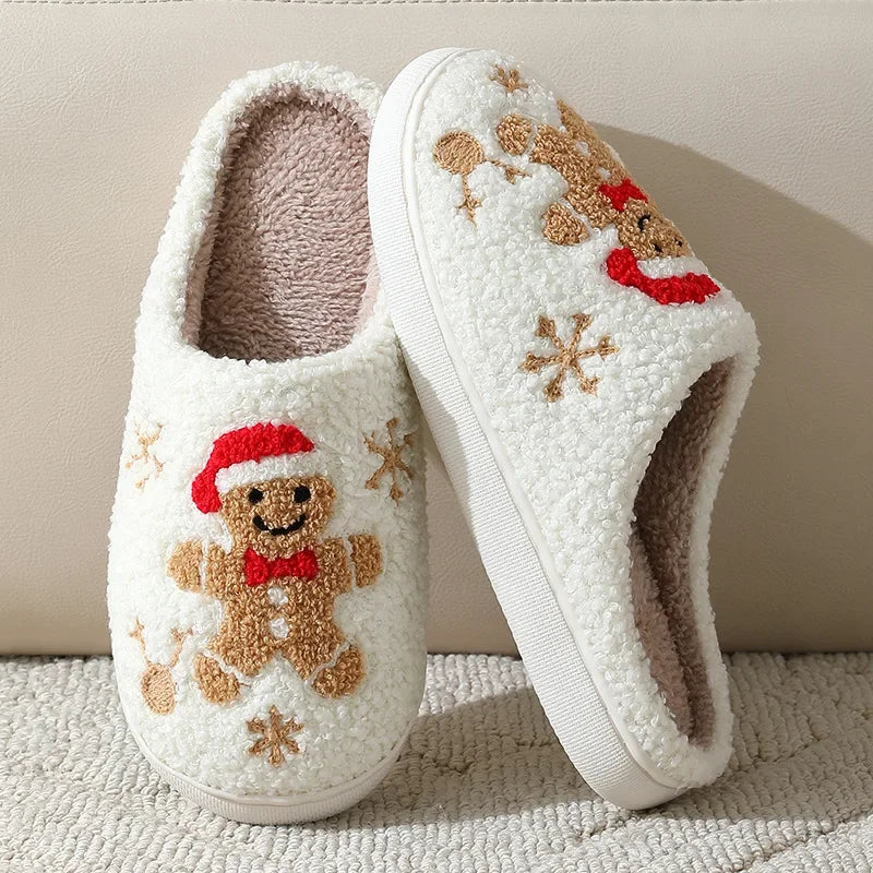 Christmas Cute Gingerbread Winter Warm Slippers