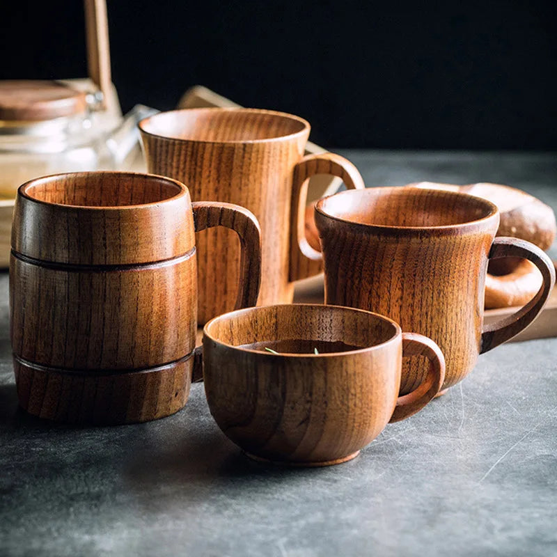 Wooden Handmade Jujube Wood Handle Beer Coffee Milk Tea Mug
