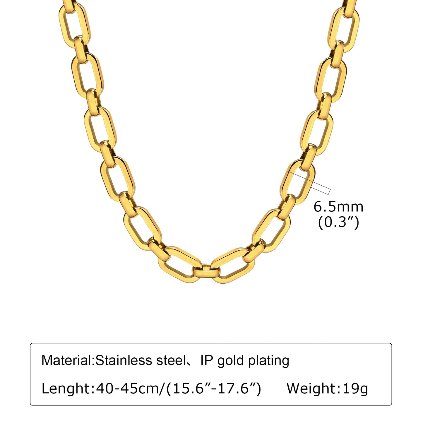 Chunky Gold Stainless Steel Jewelry Necklace