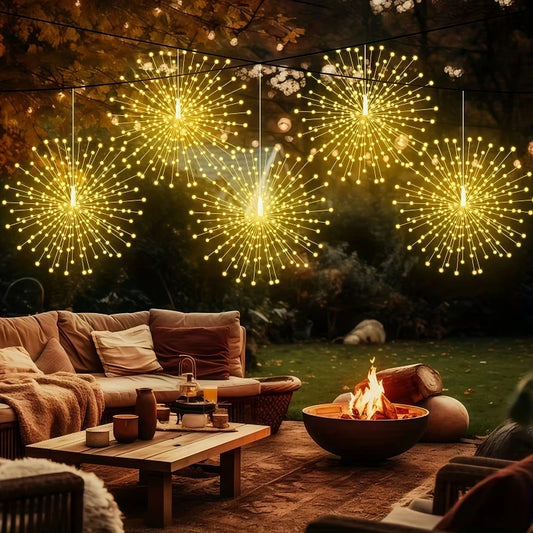 4/5pcs Solar Hanging Firework Lights for Eaves Solar Powered with Light Sensor Control
