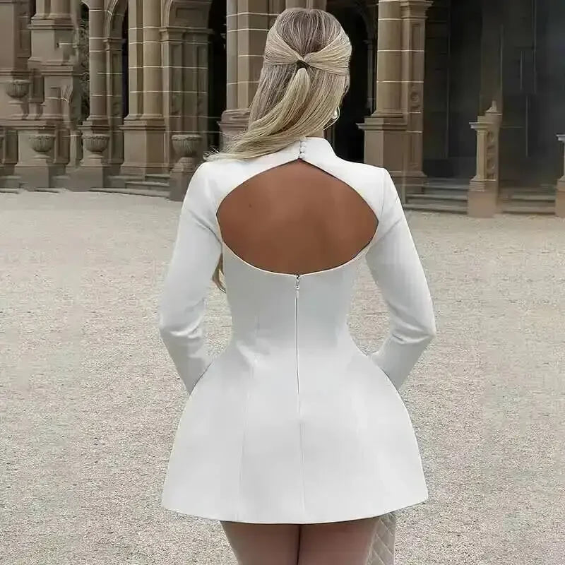 Backless Short Sexy Long Sleeve Mini Dress