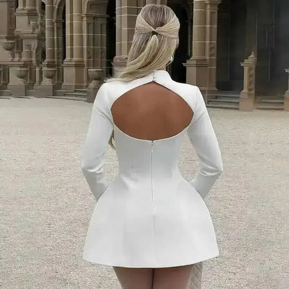 Backless Short Sexy Long Sleeve Mini Dress