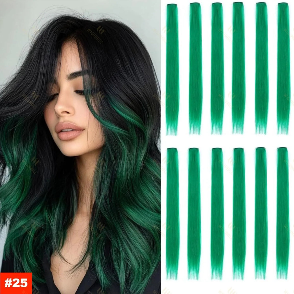 Colored Highlight 22 Inch Synthetic Hair Extensions Rainbow Long Straight Hairpieces