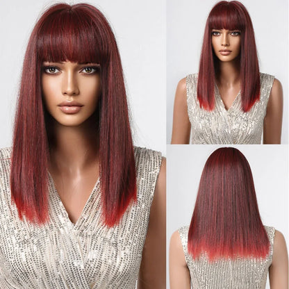 Straight Black Bob Synthetic Wig